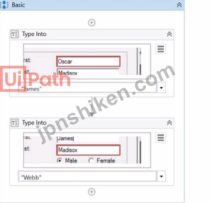 UiPathADAv1JPN受験料質問50：部分セレクターを含むアクティビティを含むシーケンスを表すものは何ですか?